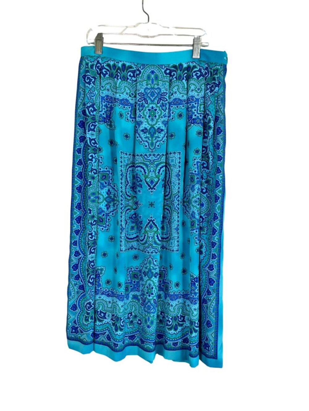 Colorful Floral Skirt Blue 10 Paisley Boho Indie Festival Secretary Preppy Artsy